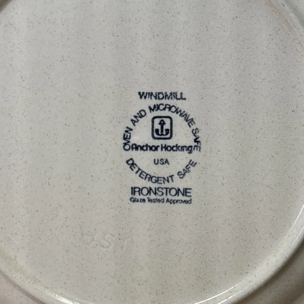 Vintage Anchor Hocking Windmill Ironstone Dinner Plates Set of 2 MCM USA